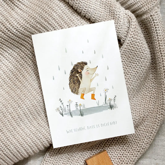 Leo la Douce – Postkarte "Happy Igel", nachhaltig & hochwertig