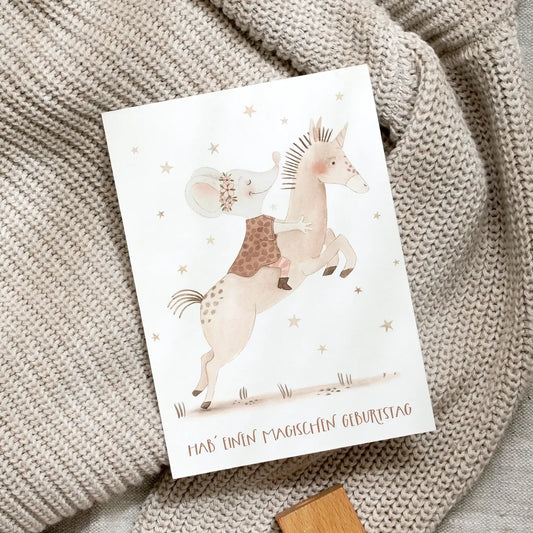 Leo la Douce – Postkarte "Einhorngeburtstag", nachhaltig & hochwertig