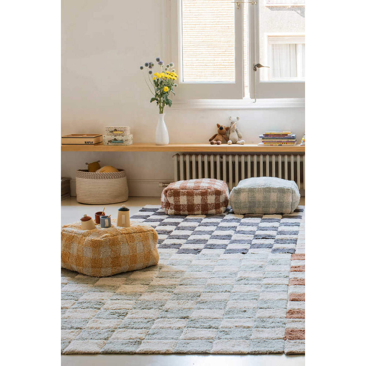 TEPPICH KARO BLUE 120 x 160 CM, WASCHBAR