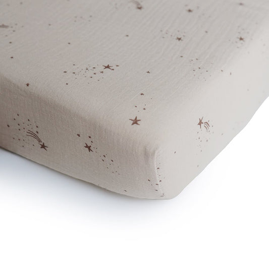 Mushie - Spannbettlaken "Falling Stars" für Babybett, 120 x 60 cm