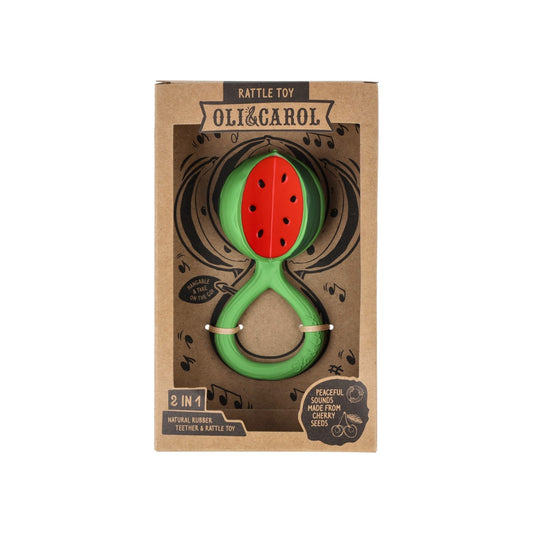 Oli & Carol - Beißring & Rassel "Watermelon" aus Naturkautschuk
