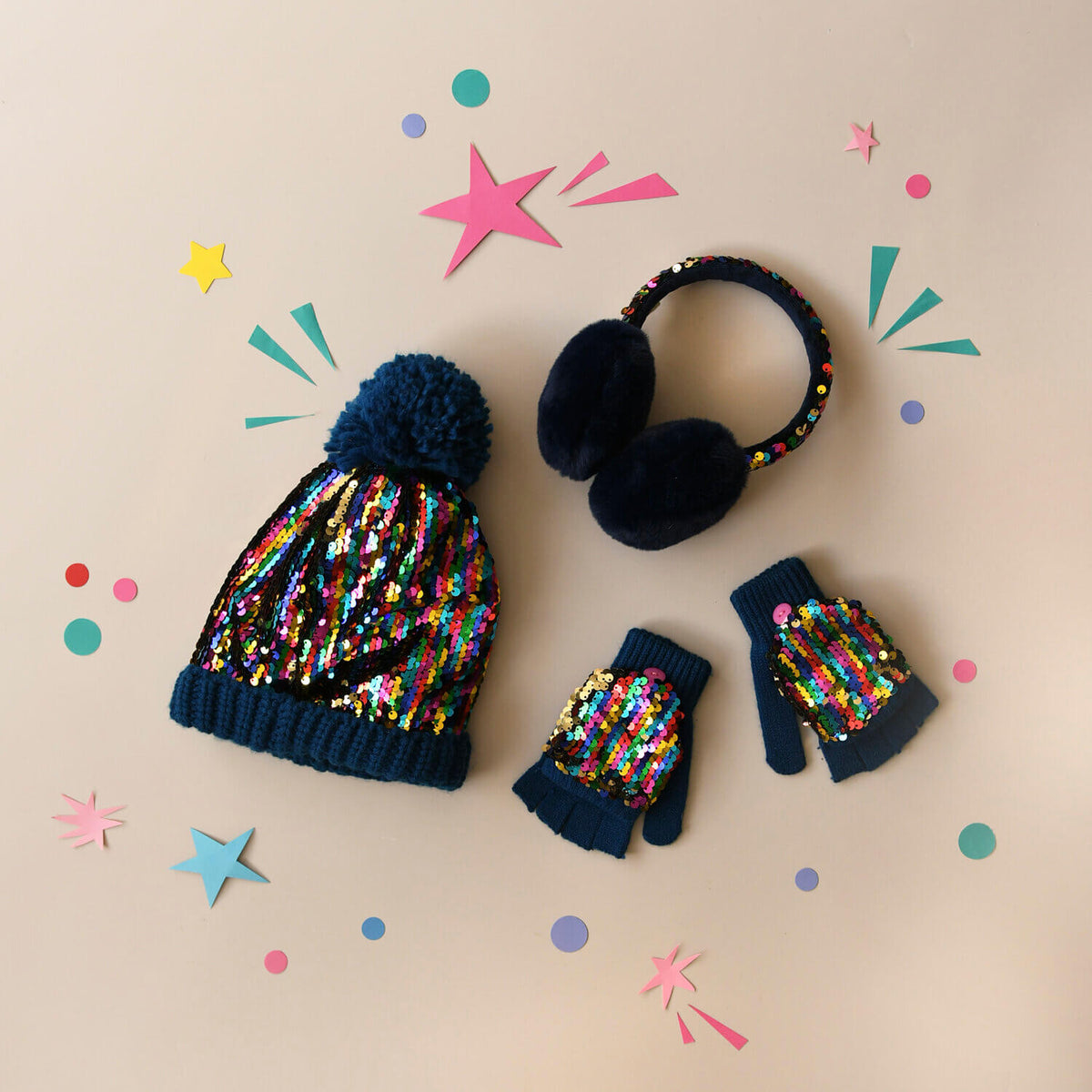 Rockahula - Fäustlinge & Handschuhe 2-in-1 "Rainbow Sequin"