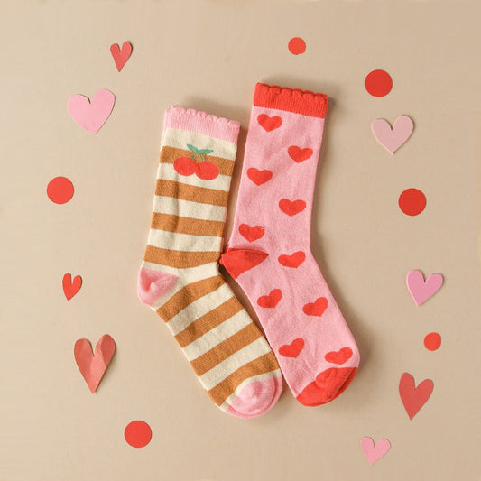 Rockahula - Socken für Kinder "Stripy Cherry", 2er Pack, Bio-Baumwolle