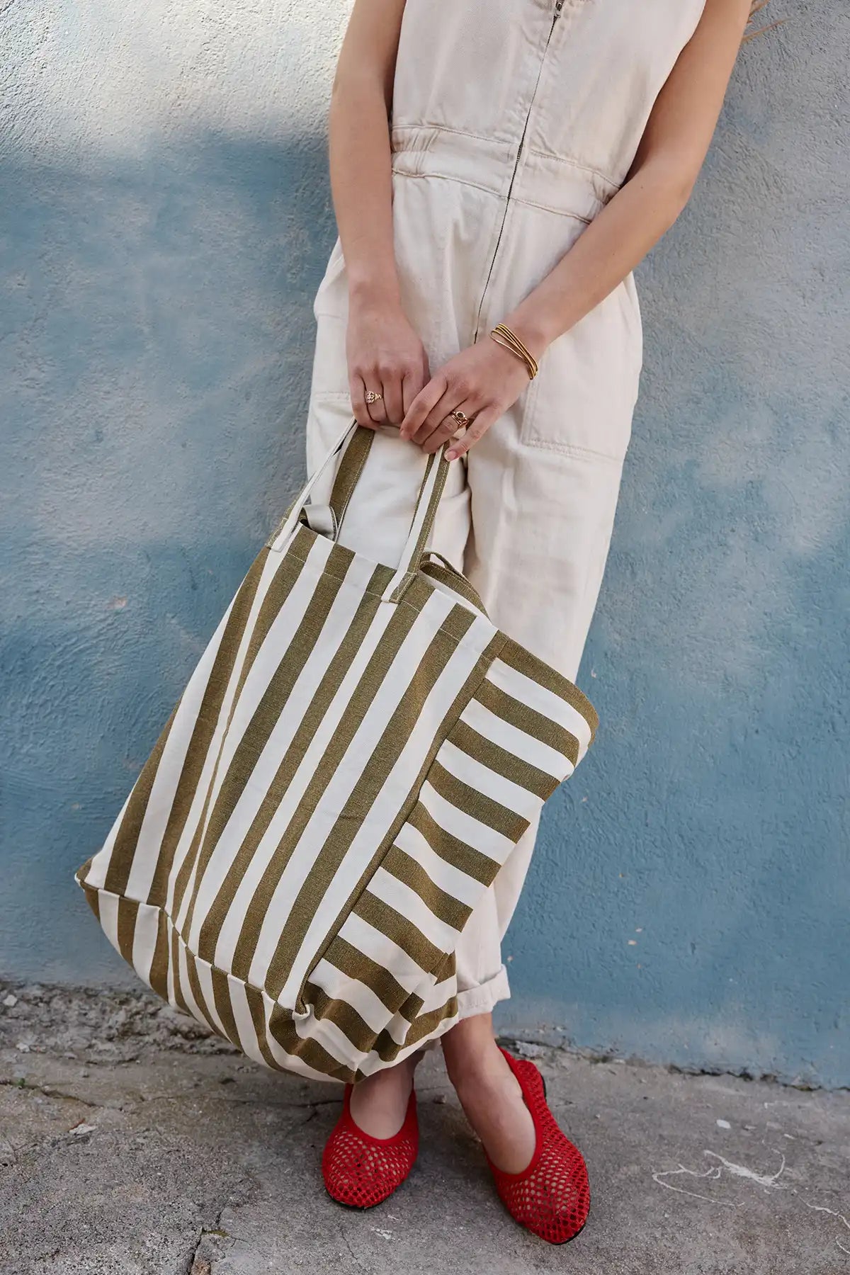 Rose in April - Tasche / Strandtasche / Shopper "Stripes Olive"