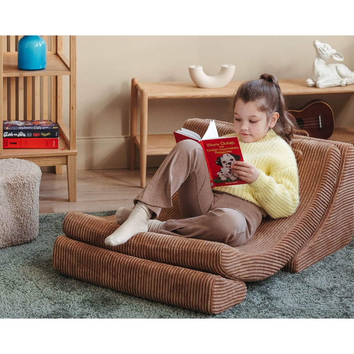 Wigiwama – Kinder Sessel "Moonchair" Cord Toffee