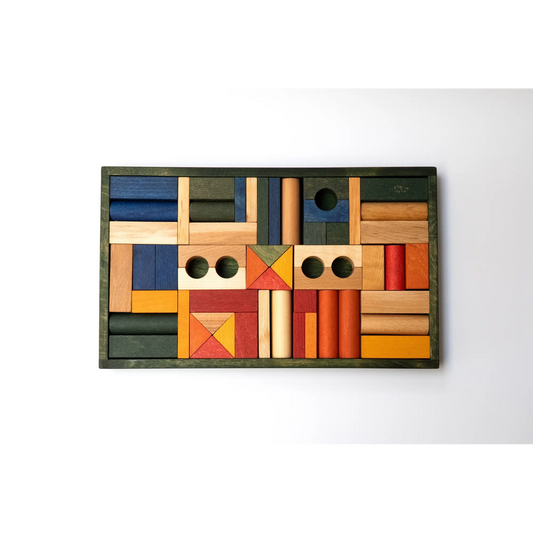 Wooden Story - Holzbauklötze Rainbow - 54 Teile mit Holzkasten