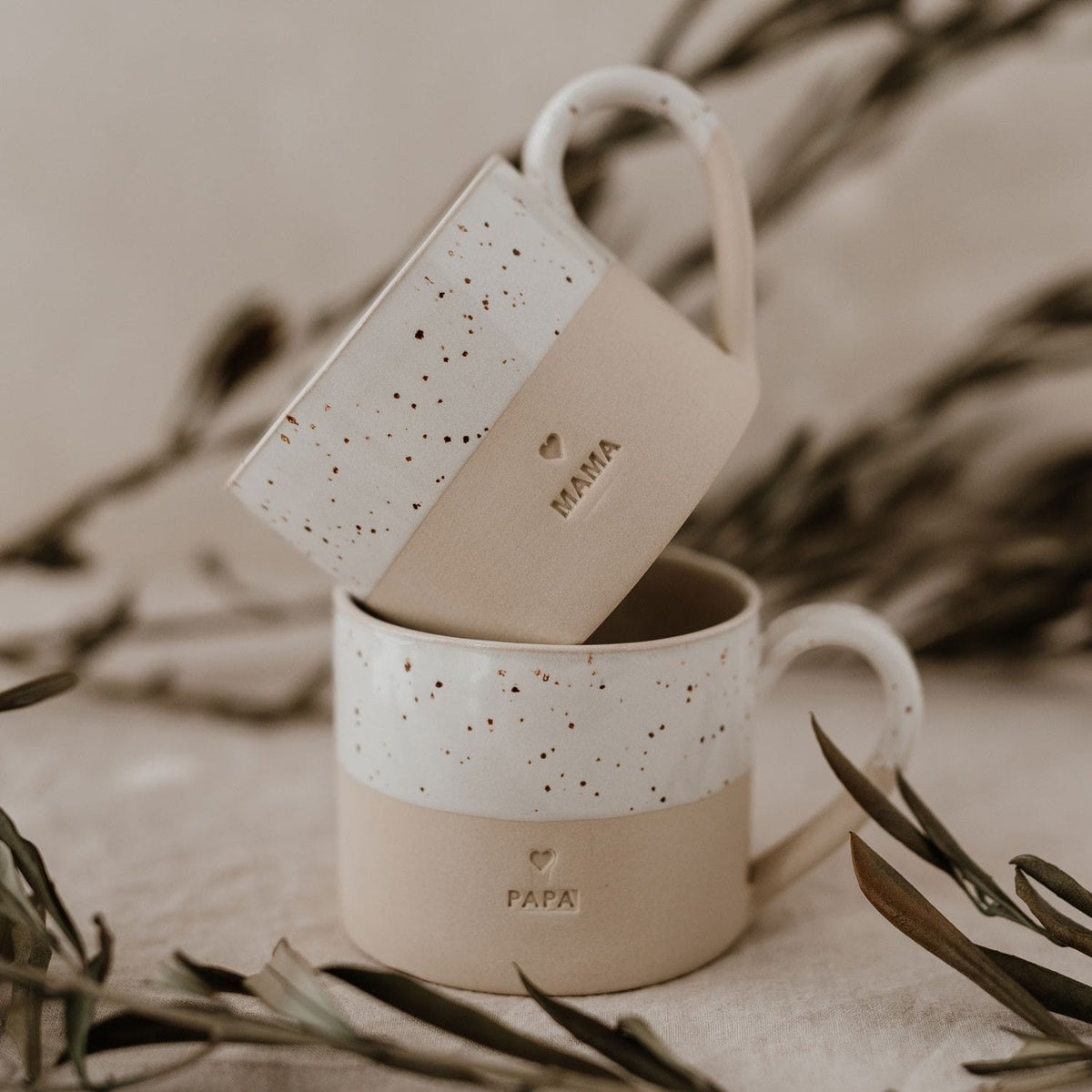 Eulenschnitt Tasse Papa aus Steingut
