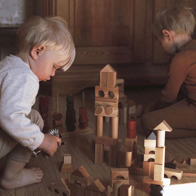 Wooden Story Holzbauklötze Natur - 30 Teile mit Holzkasten