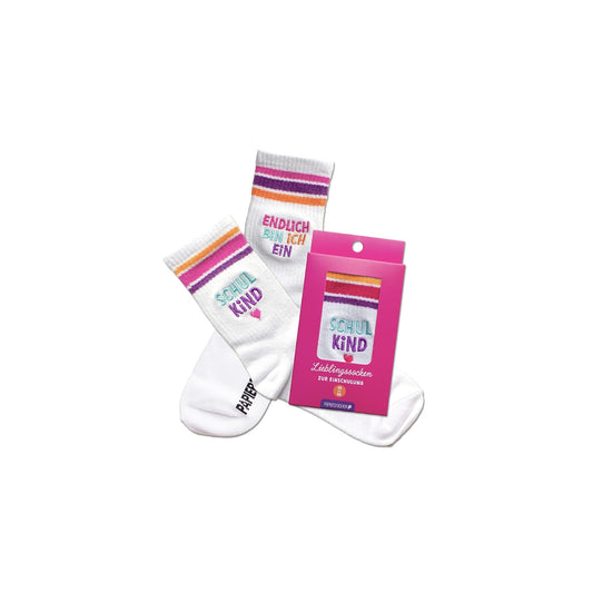 Papierdrachen - Socken zur Einschulung - pink - Endlich bin ich ein Schulkind