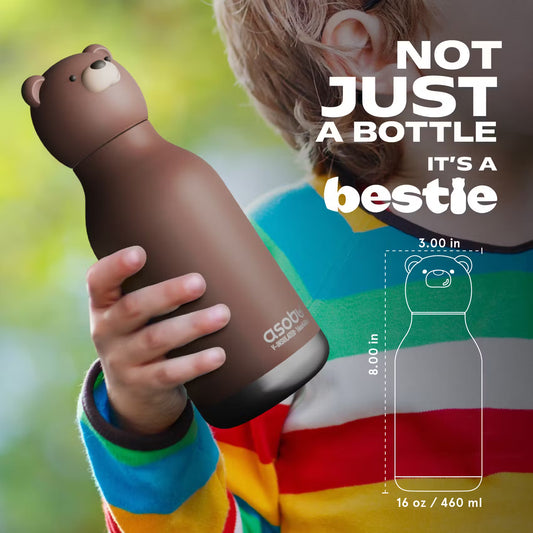 Asobu – Kinder Trinkflasche aus Edelstahl “Bestie Brown Bear”, 460 ml