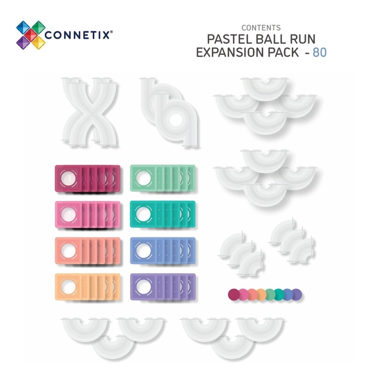 Connetix - Magnetbausteine "Pastel Ball Run Expansion Pack", 80 Teile