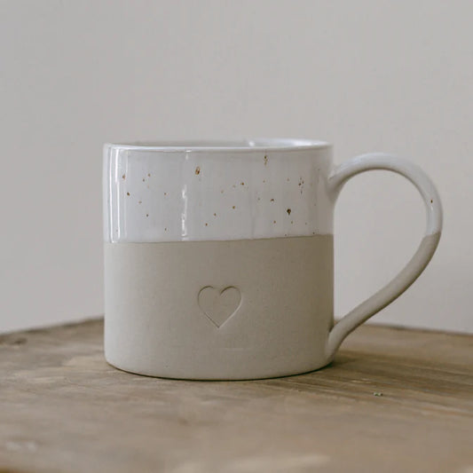 Eulenschnitt - große Tasse "Herz" aus Steingut, 400 ml