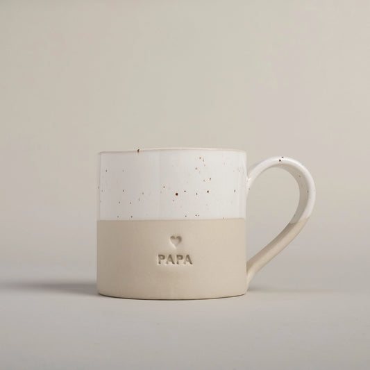 Eulenschnitt - große Tasse "Papa" aus Steingut, Becher 400 ml
