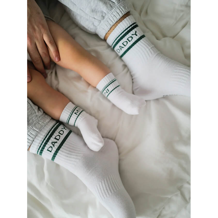 Famvibes Socken DADDY weiß / grün – Family Socken aus Baumwolle