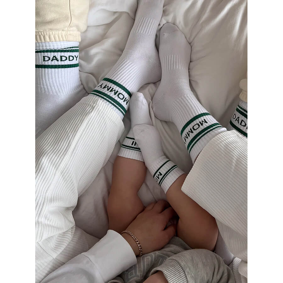 Famvibes Socken MINI weiß / grün – Family Socken aus Baumwolle