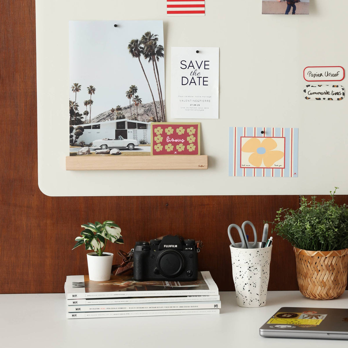 Ferflex - Magnettafel Beige, 90 x 60 cm, Magnetwand inkl. Magnete
