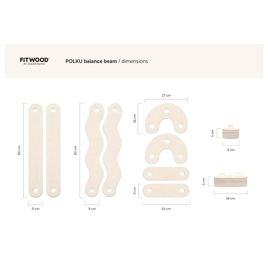 FitWood - Schwebebalken / Balancierbalken "Polku" L