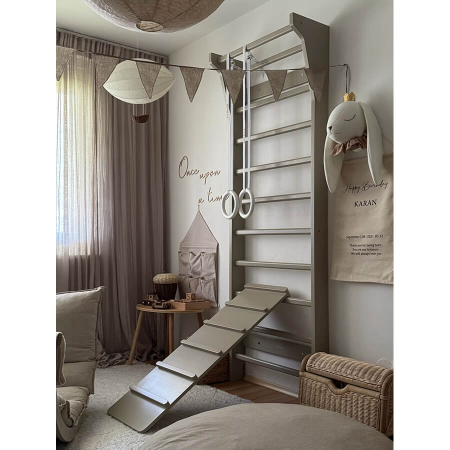 FitWood - Sprossenwand "Taimi Beige" für Kinder und Erwachsene