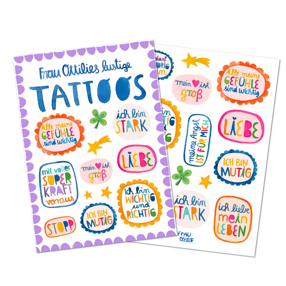 Frau Ottilie – Kindertattoos "Affirmationen", dermatologisch getestet