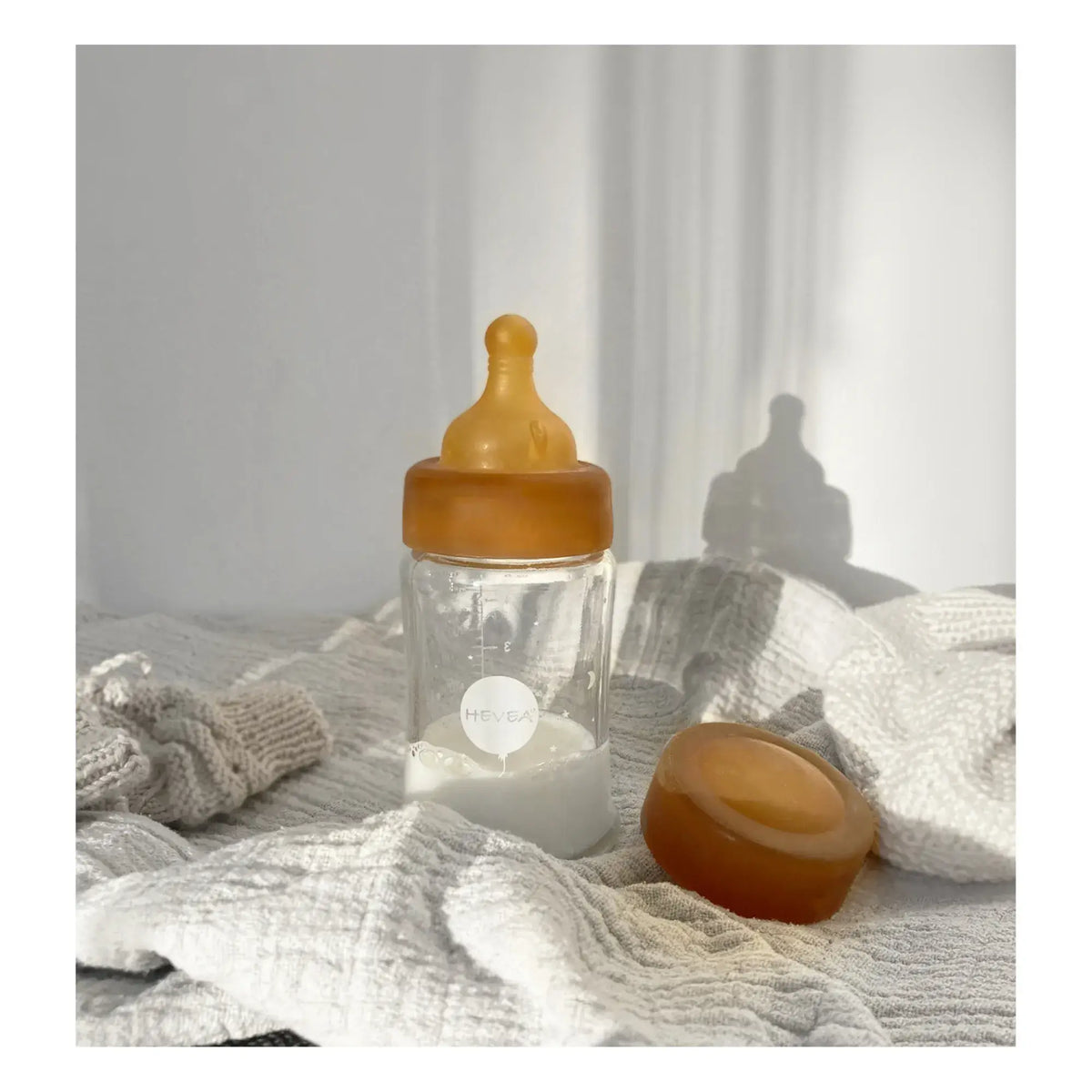 HEVEA - Babyflasche 150 ml, 2er Pack, 100% Glas und Naturkautschuk 