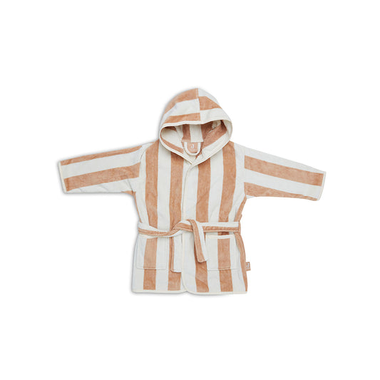 Jollein - Kinder Bademantel aus 100% Bio-Baumwolle Frottee, gestreift