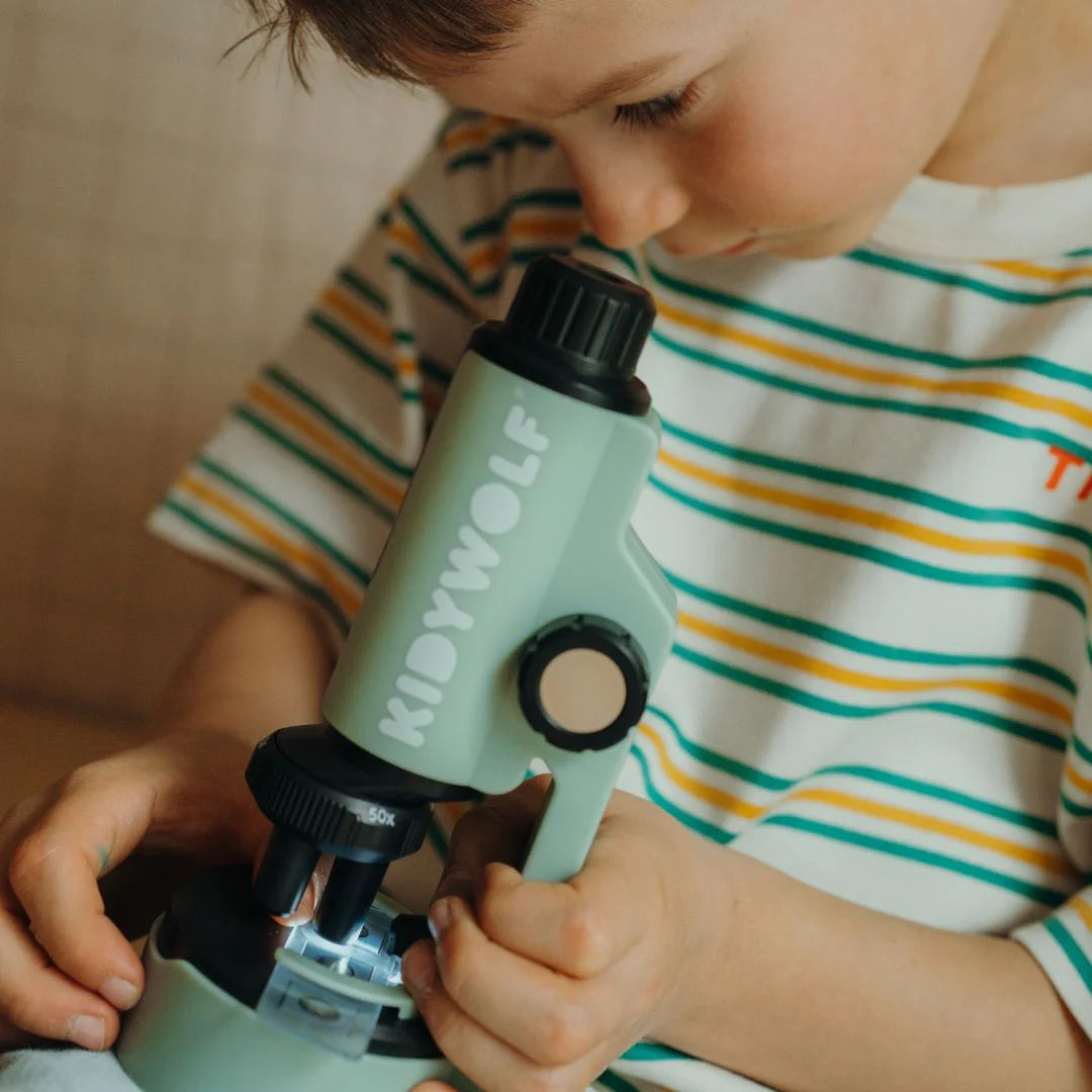 KIDYWOLF Kidymicroscope – Kinder Mikroskop mit 3 Zoomstufen & Licht
