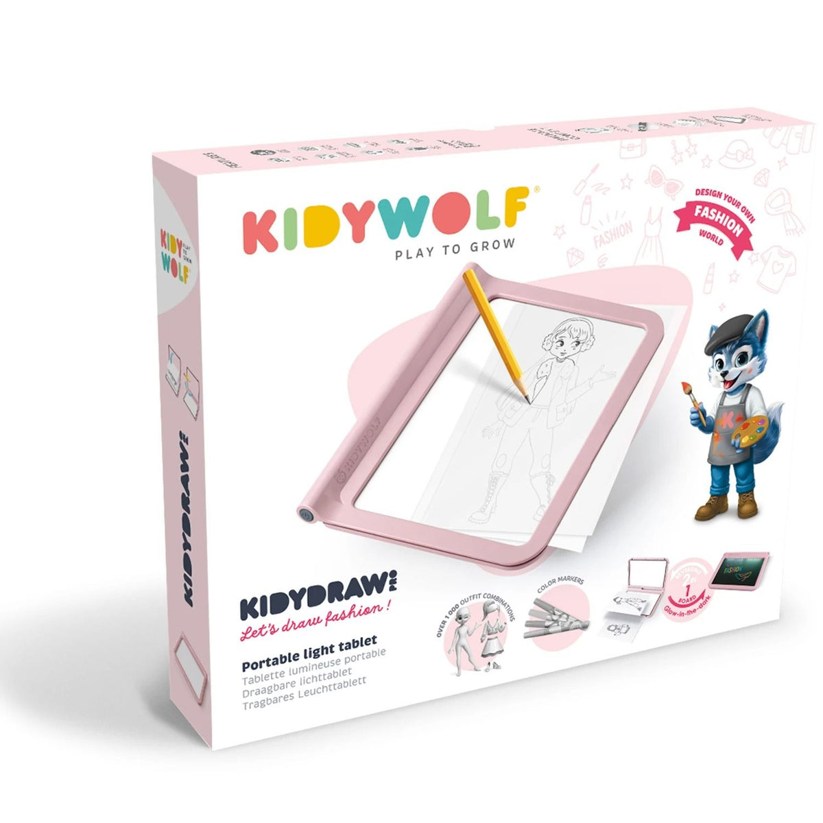 KIDYWOLF - Kidydraw Pro Fashion – LED Leuchttafel & Maltafel 2-in-1