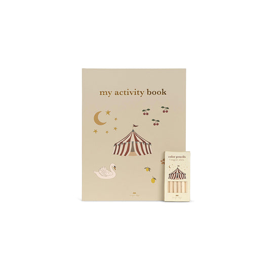 Konges Slojd – Malbuch & Spielbuch „My Activity Book“ mit Buntstiften