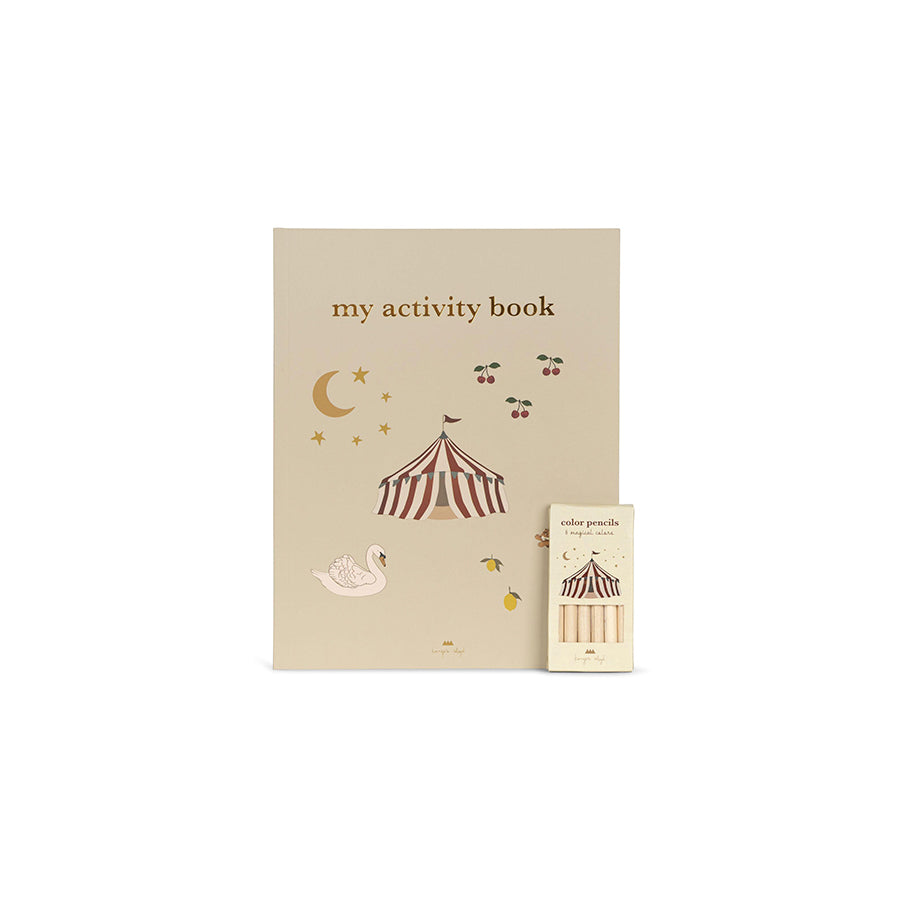 Konges Slojd – Malbuch & Spielbuch „My Activity Book“ mit Buntstiften
