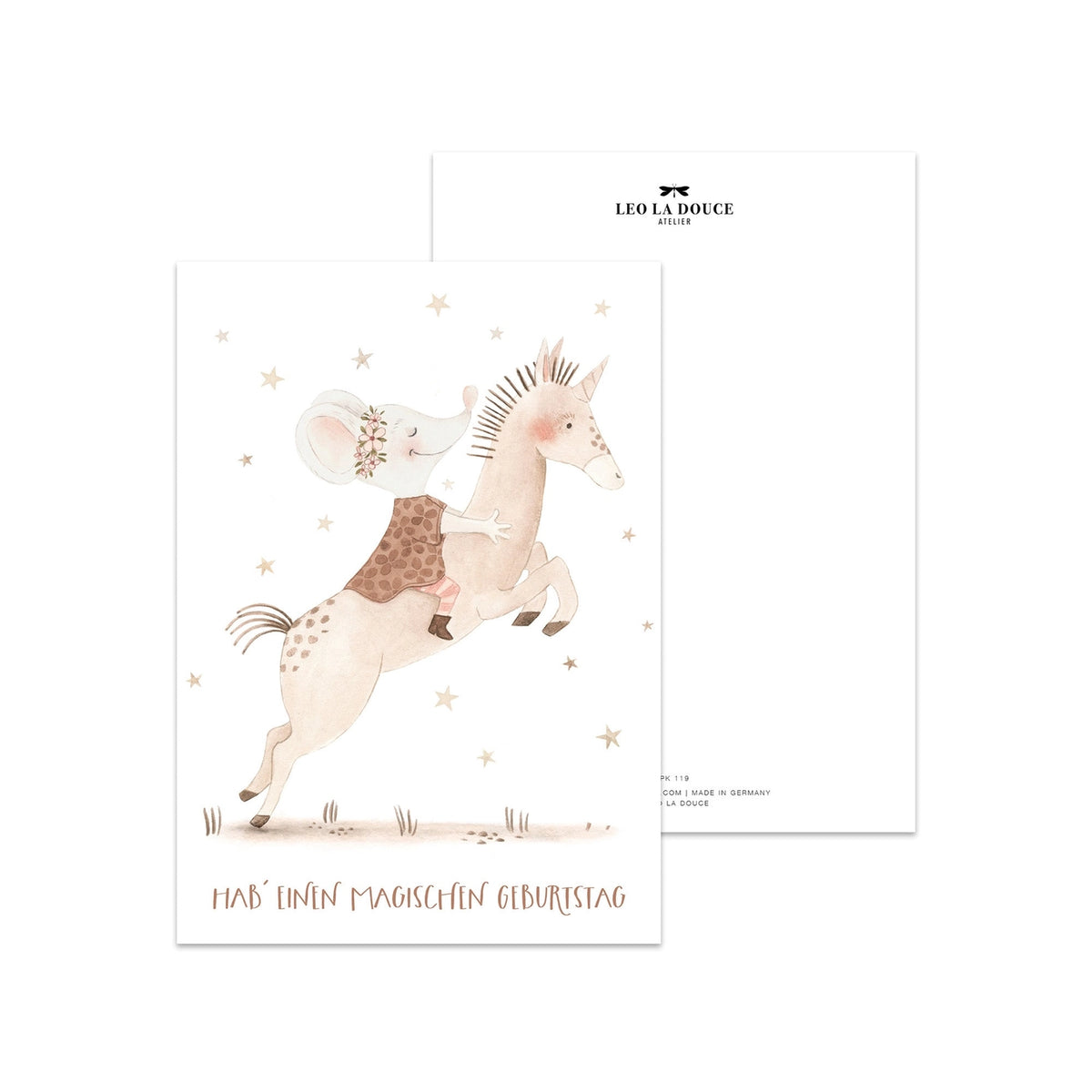 Leo la Douce – Postkarte "Einhorngeburtstag", nachhaltig & hochwertig