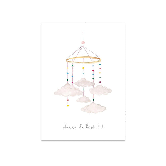 Leo la Douce – Postkarte "Hurra du bist da" zur Geburt