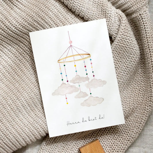 Leo la Douce – Postkarte "Hurra du bist da" zur Geburt