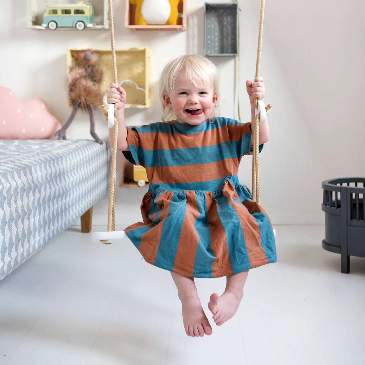 Lillagunga – Kinderschaukel „Classic Birch Black" weiß, Holzschaukel