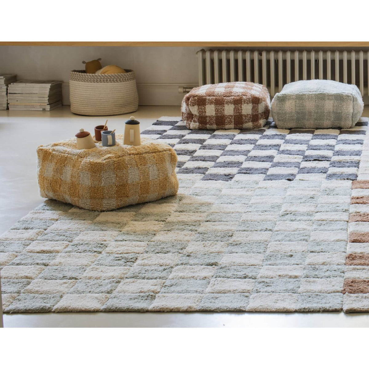 Lorena Canals - Teppich Karo Blue 120x160cm Waschbar