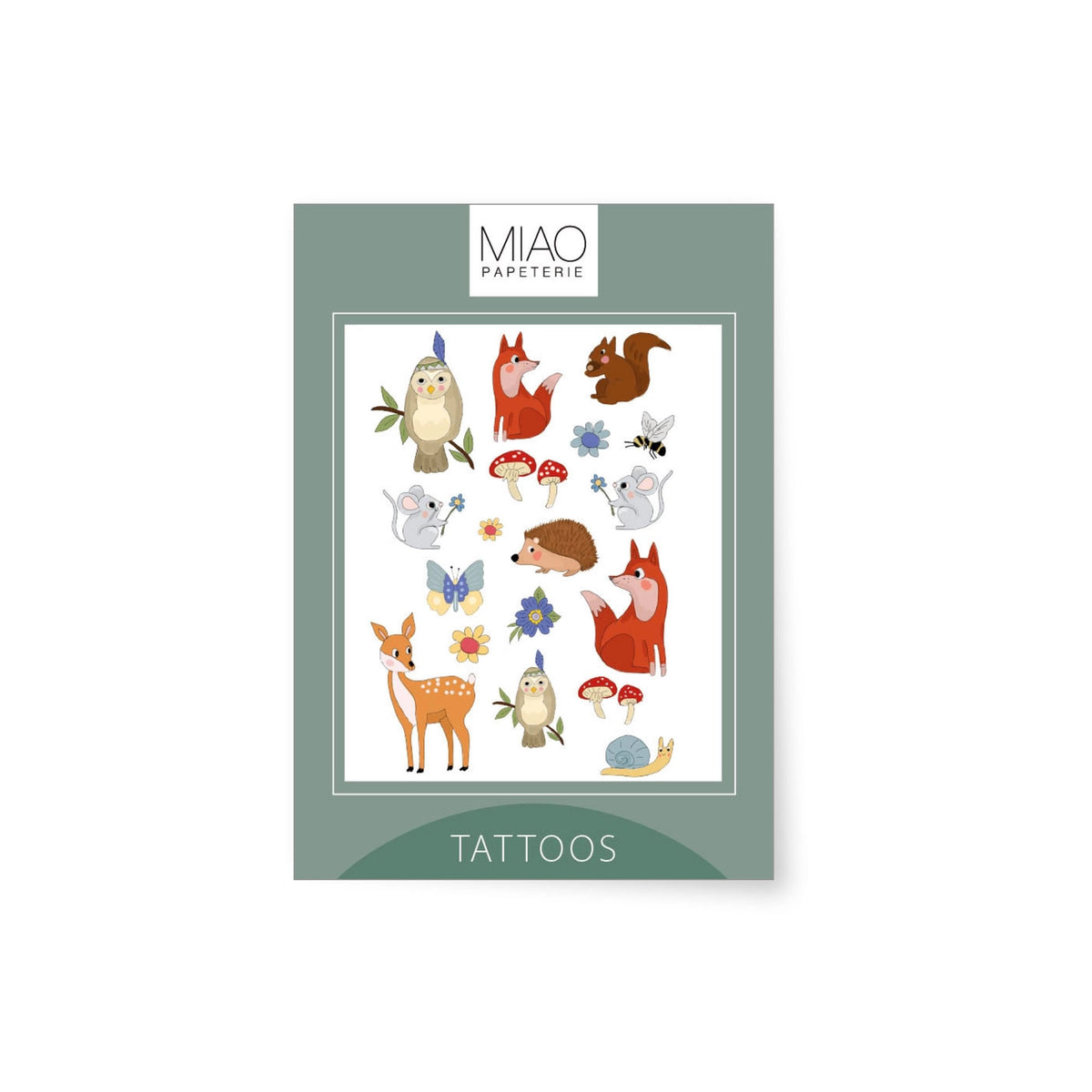 Miao Papeterie – Kindertattoos „Wald“, vegan & dermatologisch getestet