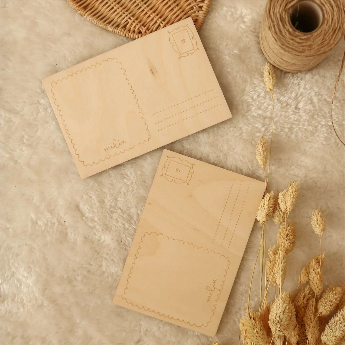 Milin – Holzkarte aus Naturholz, Postkarte & Grußkarte handgefertigt