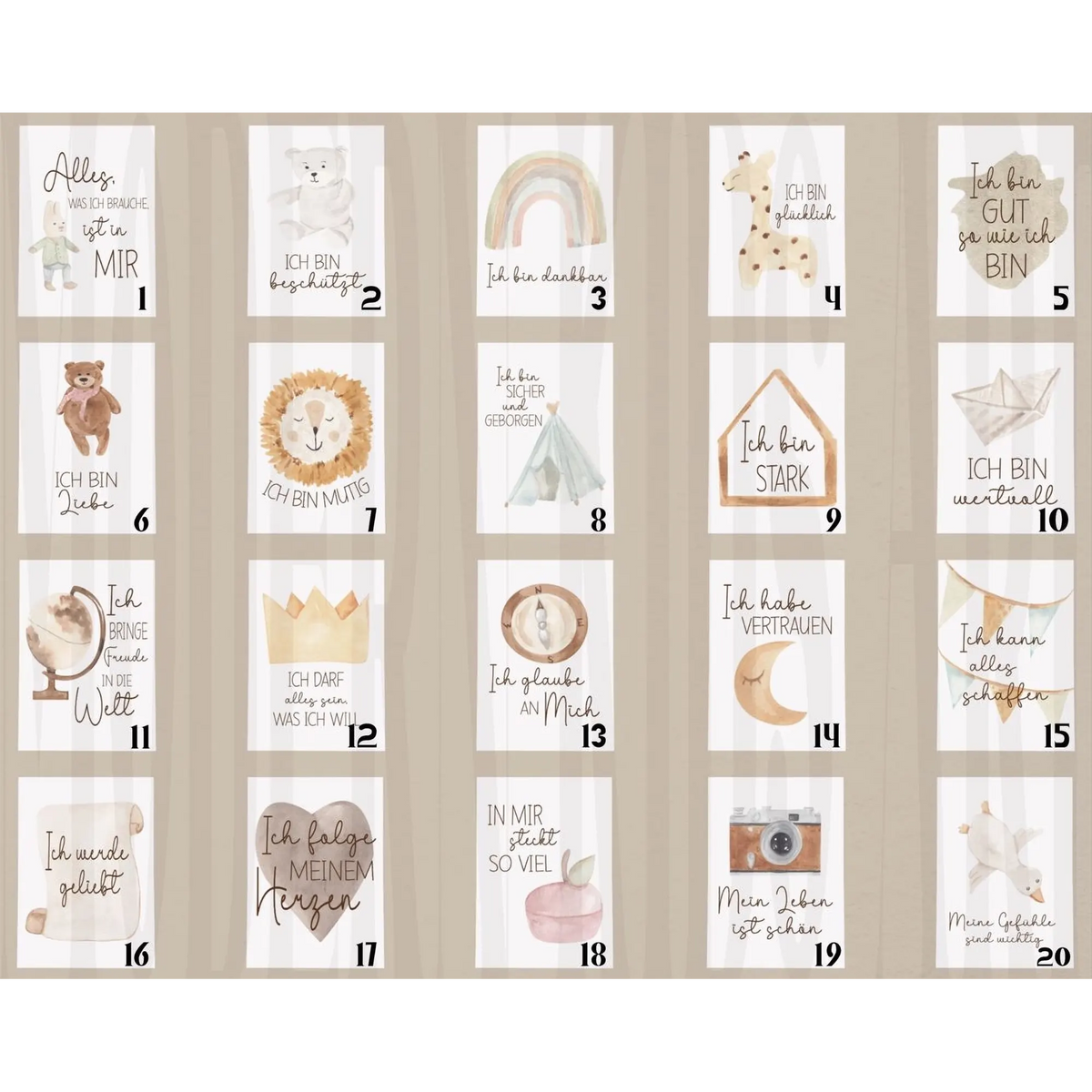Modern Kids Art – Affirmationskarten Set „Aquarell“ für Kinder