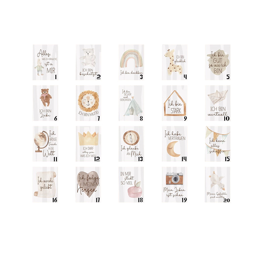 Modern Kids Art – Affirmationskarten Set „Aquarell“ für Kinder