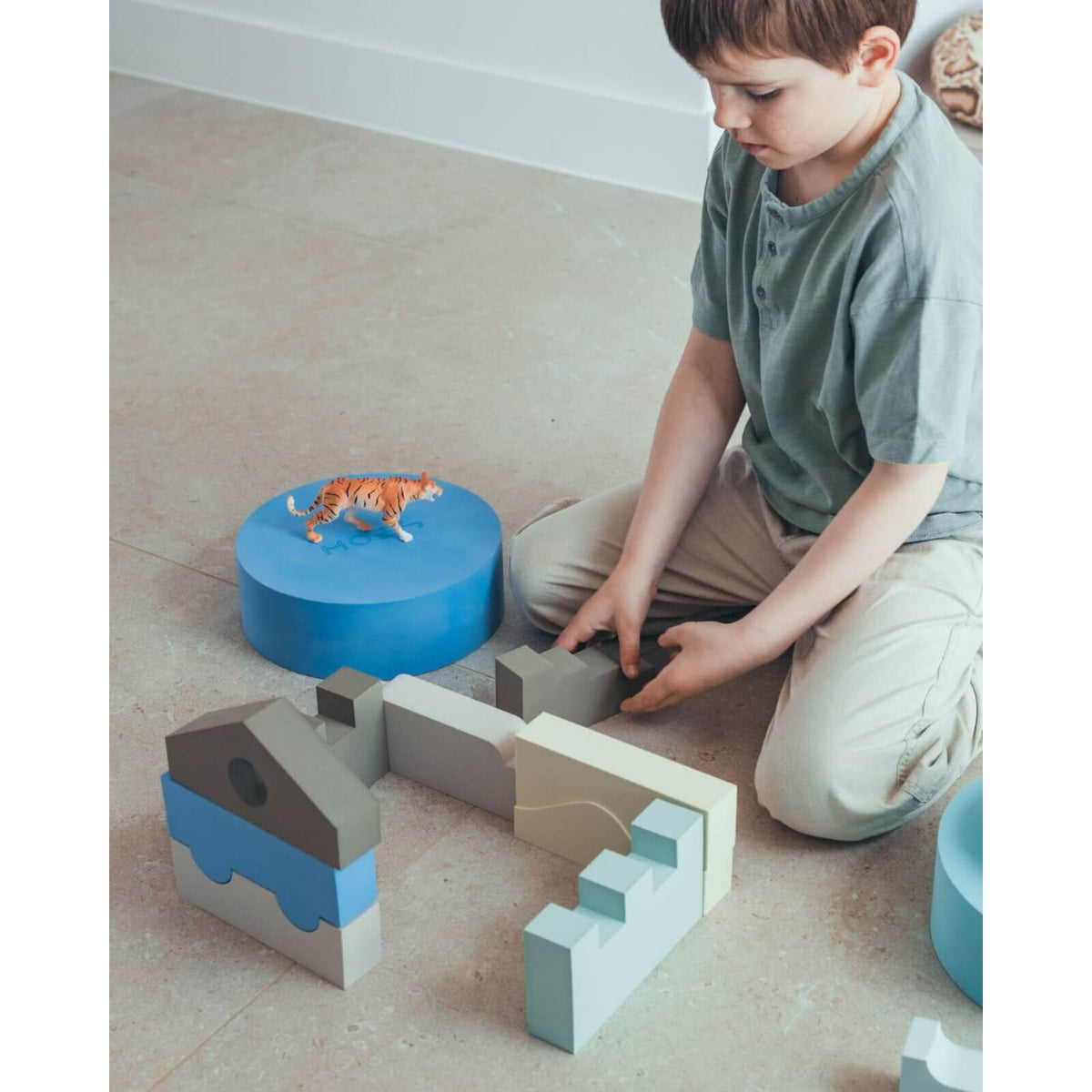 Moes - Spielsteine Puzzle Blocks "Sky" Blau 11-tlg.