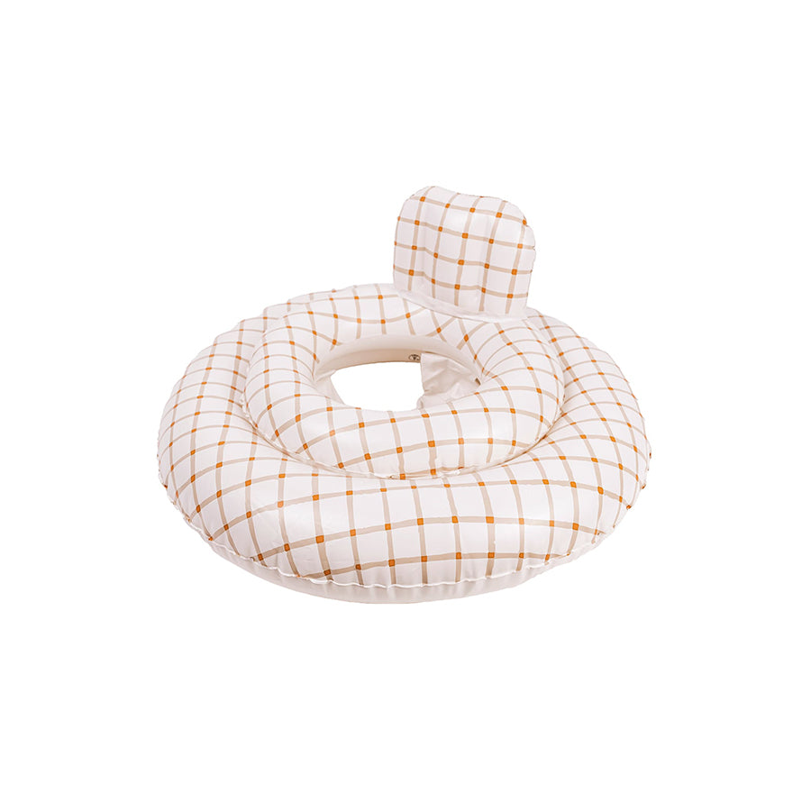 Mrs Ertha - Baby Schwimmring mit Sitz "Organic Squares", Schwimmsitz