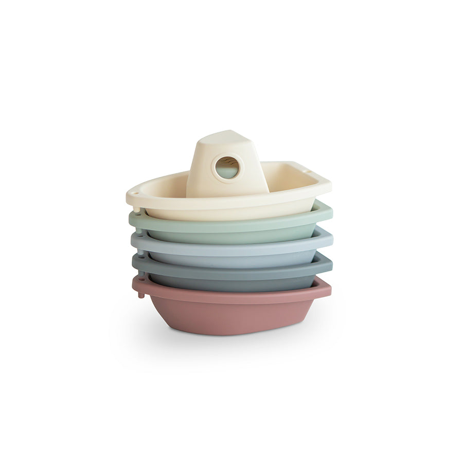 Mushie – Badespielzeug "Boats" 5er-Set, Boote für die Badewanne