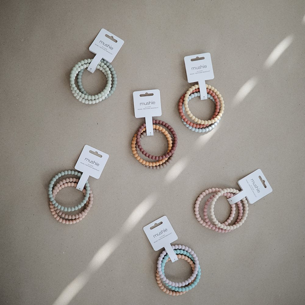 BEISSRING ARMBAND PEARL BERRY & MARIGOLD & KHAKI, 3ER SET