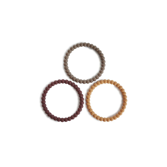 BEISSRING ARMBAND PEARL BERRY & MARIGOLD & KHAKI, 3ER SET