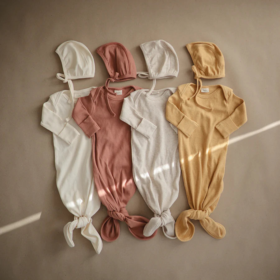 Mushie - Knotenkleid "Ribbed Ivory"