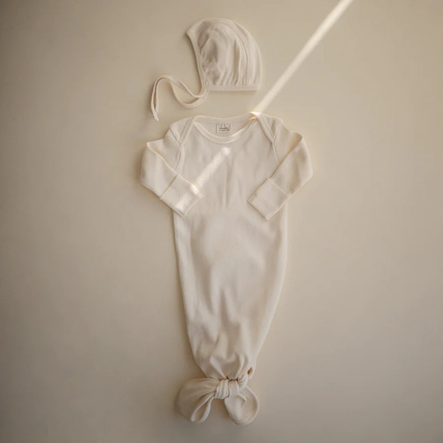 Mushie - Knotenkleid "Ribbed Ivory"