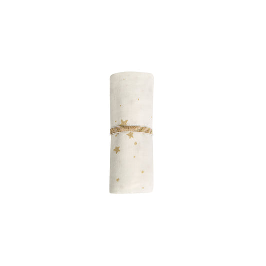 Nobodinoz – Mulltuch "Gold Stella" 70×70 cm aus Bio-Baumwolle