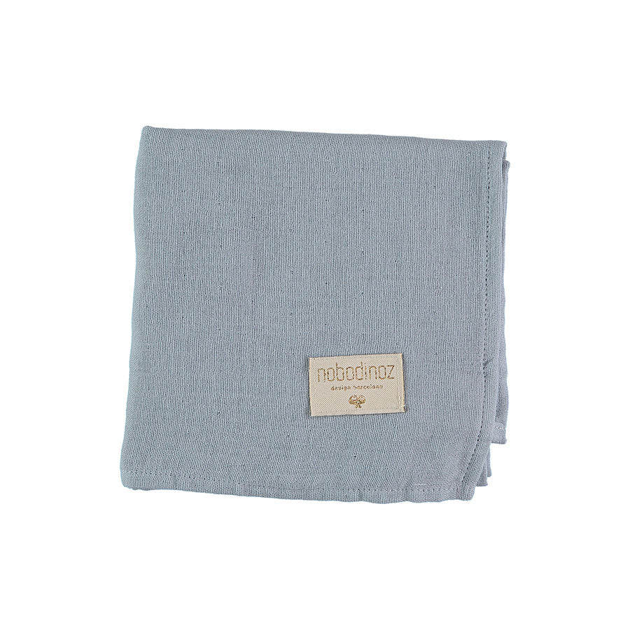 Nobodinoz – Mulltuch "Riviera Blue" 70×70 cm aus Bio-Baumwolle