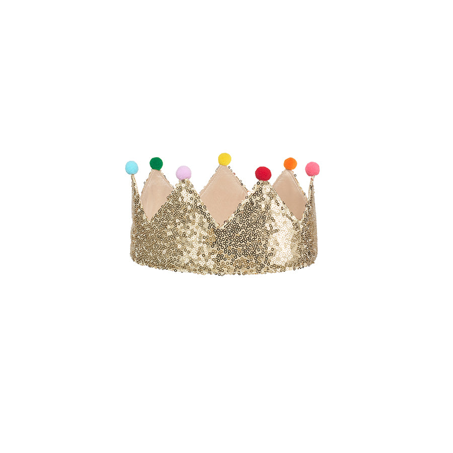 Rockahula Geburtstagskrone - Kinderkrone "Gold Sequin Pom Pom"