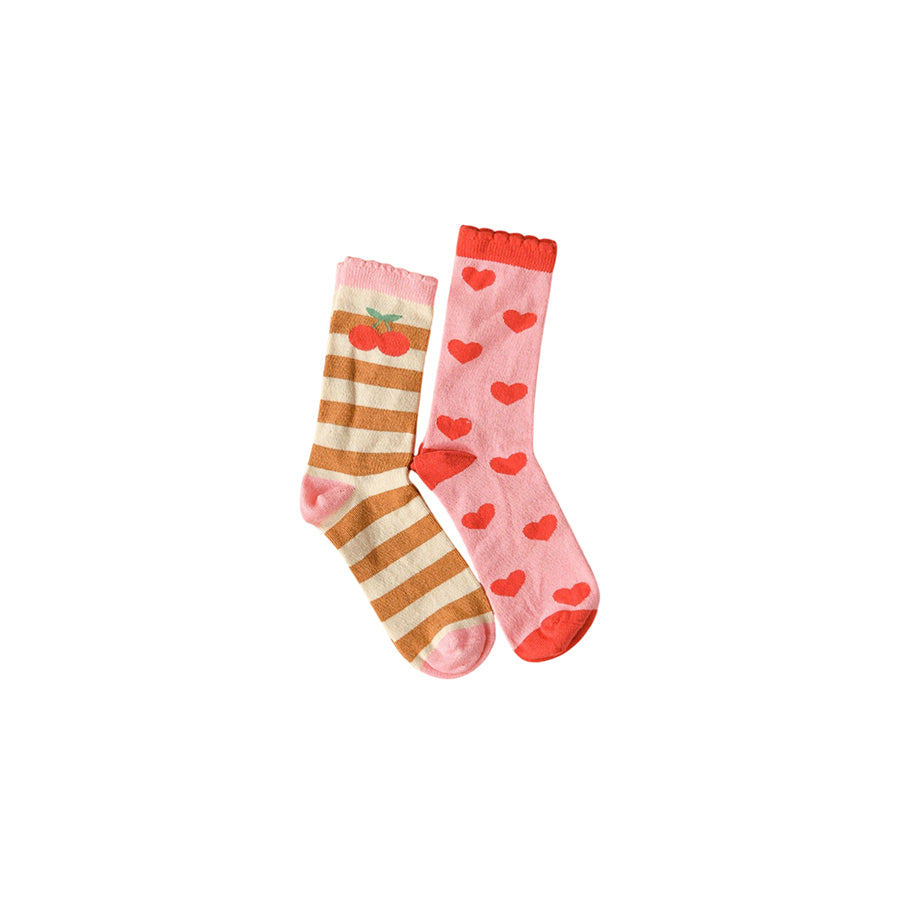 Rockahula - Socken für Kinder "Stripy Cherry", 2er Pack, Bio-Baumwolle