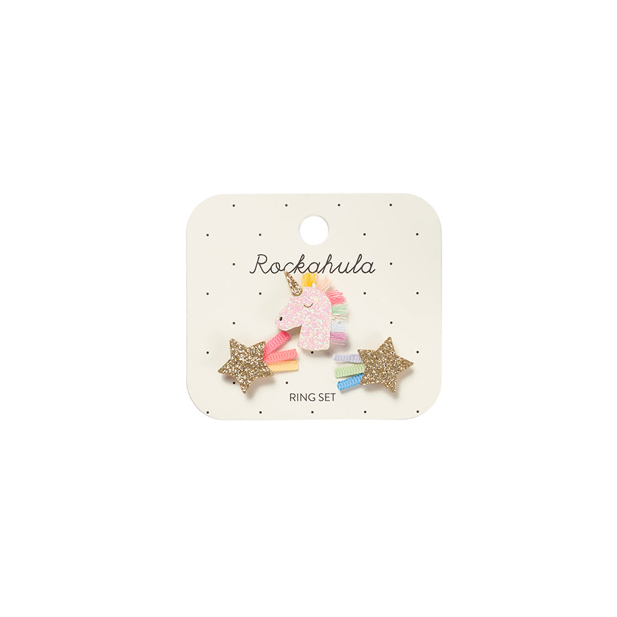 Rockahula - Ringe "Rainbow Unicorn", 3er Set
